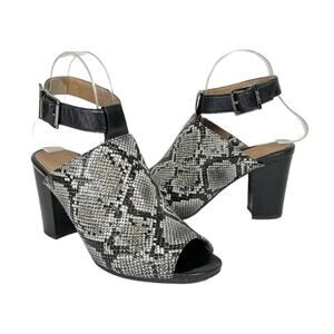 Vionic Perk Kaia Snake Stacked Heels Peep Toe Womens 7